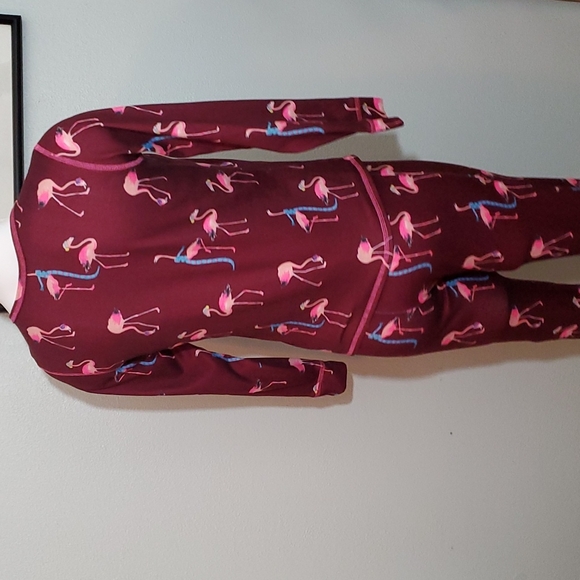JUSTICE SLEEP 2-Piece Maroon w/Pink Flamingos. Flame Resistant. NWOT. Sz 14 - Picture 5 of 11